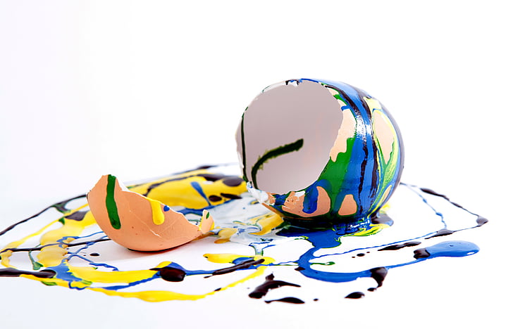 egg, eggshell, hen's egg, shell, broken, open, color
