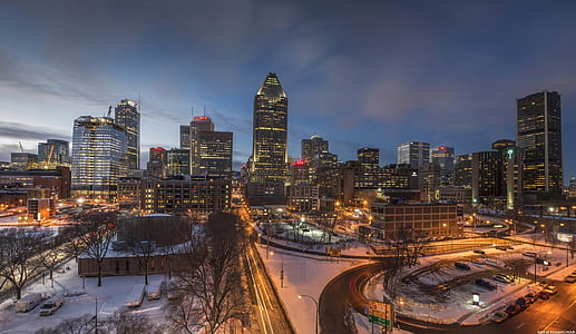 Montreal, Kota, malam, perkotaan, malam, bangunan, Menara