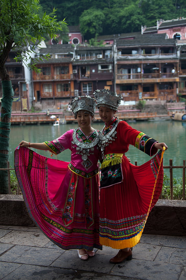 Fenghuang, Čína, citované jazero, staré mesto