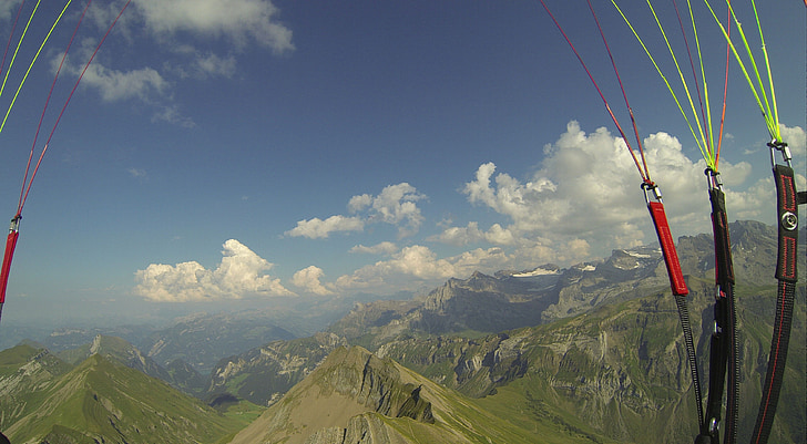 paragliding, fly, Sommer, fjell, Dom, bris, Engelberg