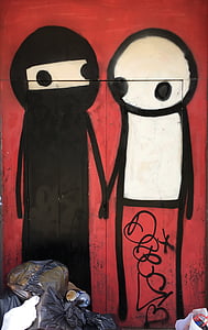 grafitti, sztuka ulicy, sztuka, kolorowe, pudełko, graffiti, czerwony