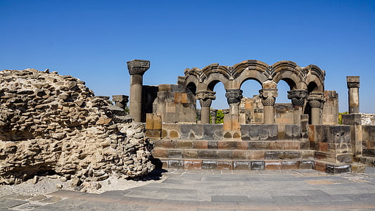 Katedra, kolumna, łuk, ruiny, historyczne, Architektura, Kościół