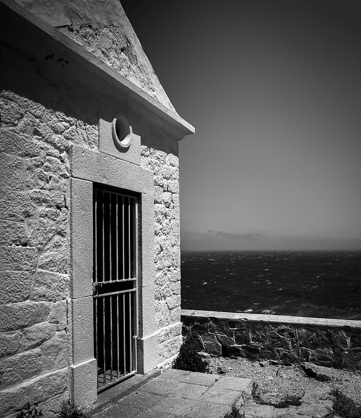 Foto in bianco e nero, Corsica, Vacanze, mare, acqua, Costa, stato d'animo