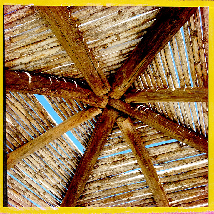 покрив, дървен материал, тропически, екзотични, Мексико, плаж, Хижа