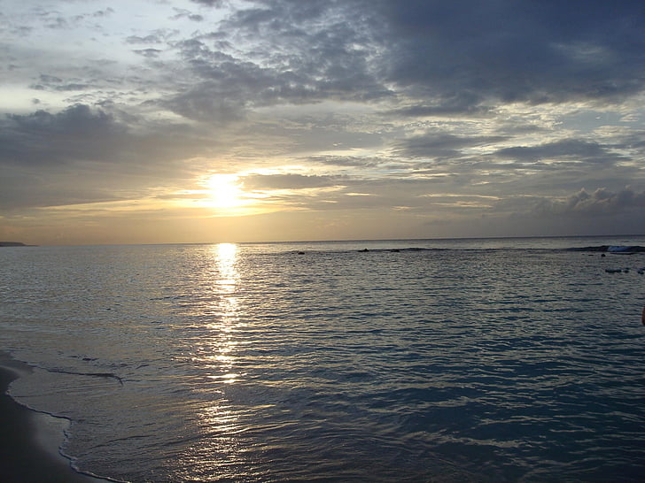 Jamajka, Plaża, zachód słońca, Runaway bay, podróży, wody, Ocean