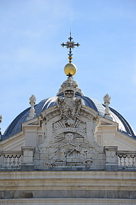 palácio real, Madrid, antiga, céu, Monumento, arquitetura, história