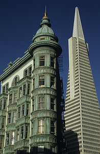 San Fransiscossa, California, pilvenpiirtäjä, arkkitehtuuri, rakentamiseen ulkoa, kaupunkien kohtaus, rakennettu rakenne