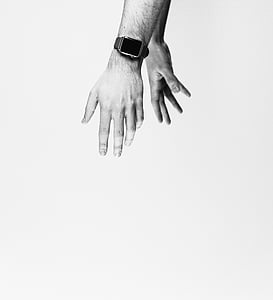 άτομα, τα χέρια, Ρολόι, χρόνος, μαύρο και άσπρο, μονόχρωμη