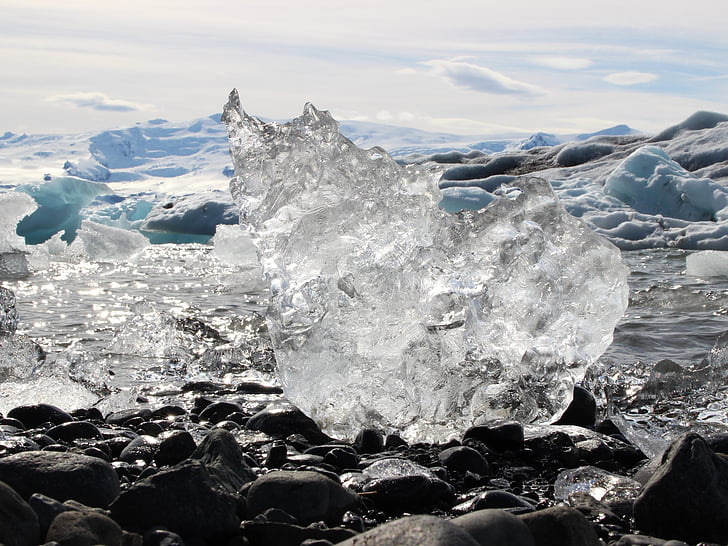 น้ำแข็ง, ธารน้ำแข็ง, เหนือ, หิมะ, ไอซ์แลนด์, jökulsárlón, การละลายของการ