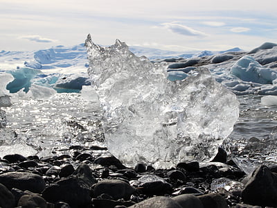 jég, gleccser, északi, hó, Izland, jökulsárlón, az olvadó a