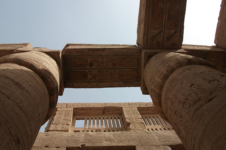 cột temple, dòng chữ, Ai Cập, cũ, Karnak, Luxor, đá
