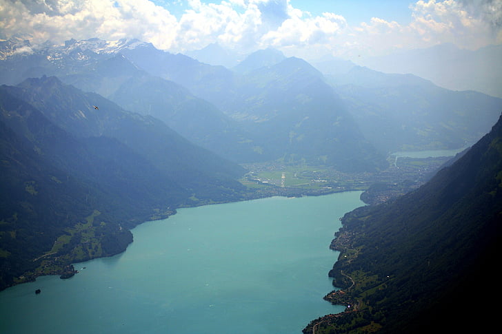 brienz, lake of brienz, switzerland, mountains, alpine, landscape, haze