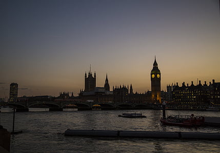 ben grande, Londres, linha do horizonte, pôr do sol, Marco, Parlamento, Turismo