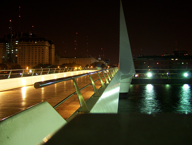Buenos aires, Argentina, ponte, água, Rio, à noite