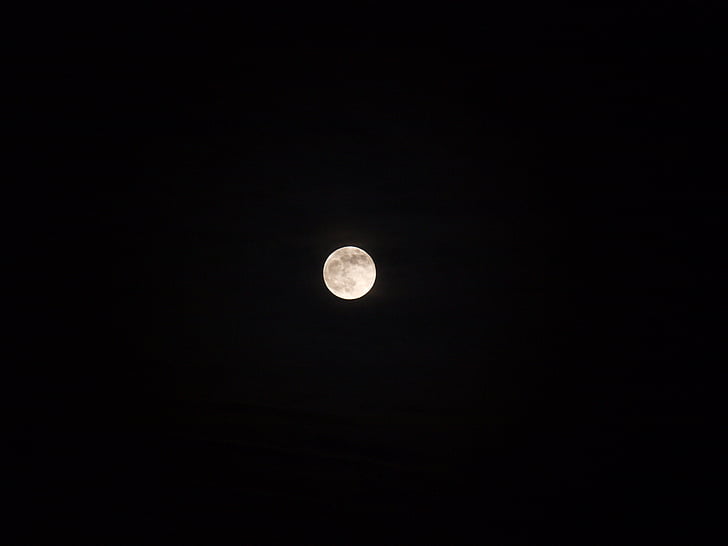 Луна, Белый, черный фон, ночь