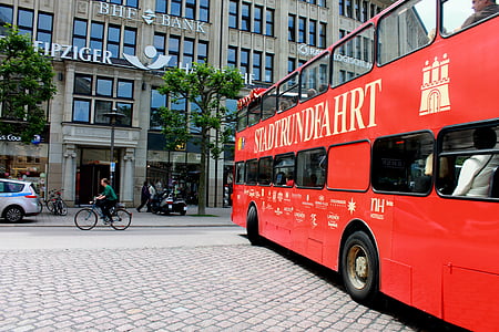 prohlídka města, Hamburk, Dolní Sasko, autobus, město