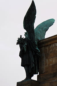 angyal szárnyak, szárny, angyal, ábra, szobor, szobrászat, bronz