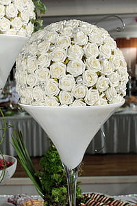 roses, blanc, décoration de table, arrangement floral, fleurs, secteur