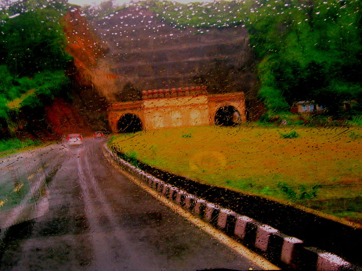 mengemudi, Jalan Raya, hujan, berkabut, abstrak, underpass, cara