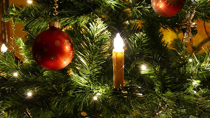 Natal, Natal bola, dekorasi pohon, kilauan