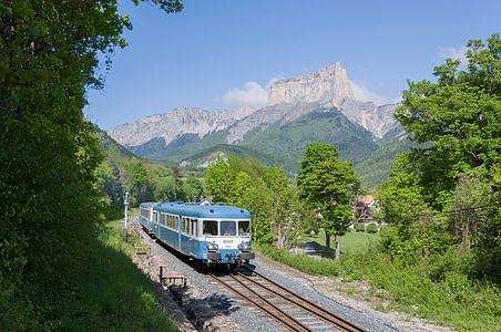 Trem, x2800, railcar, Clelles, paisagens montanhas