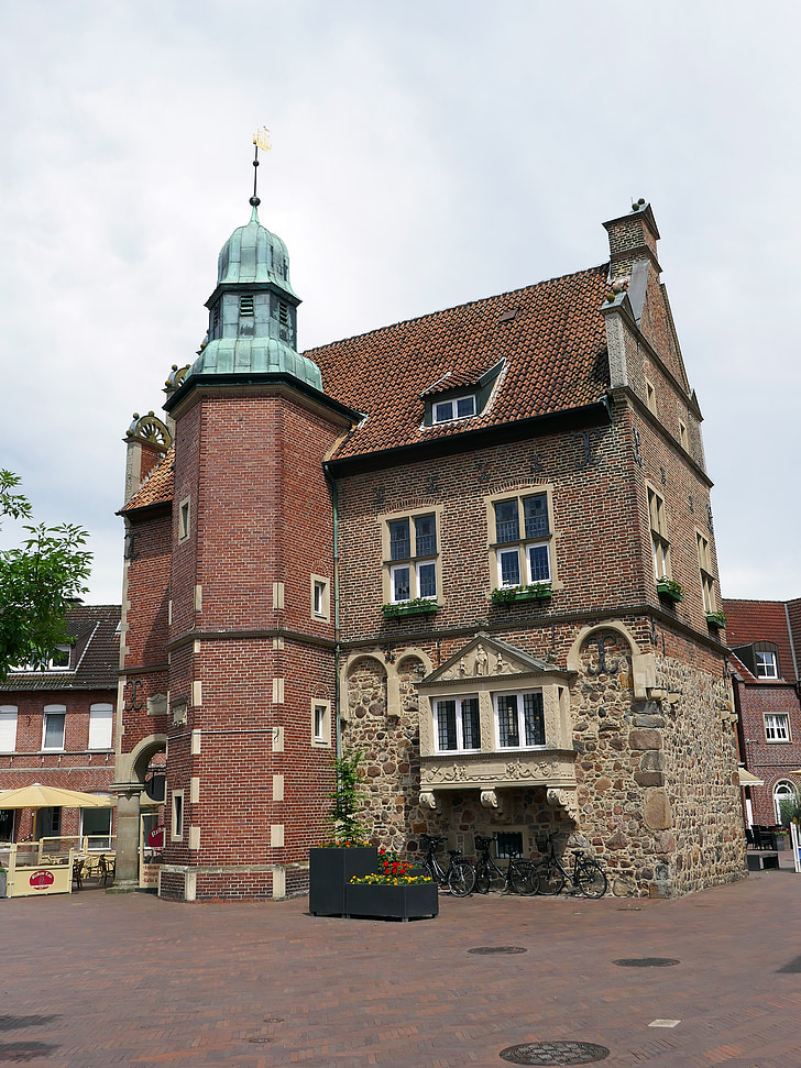 meppen, town hall, old town, facade, germany, places of interest, city