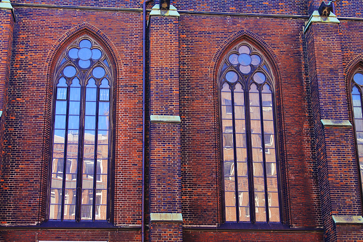 Architektúra, okno, kostol, okná kostola, staré okná, fasáda