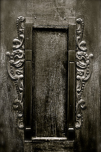 pintu, hitam dan putih, abu-abu, abu-abu, ditutup, dinding, eksterior