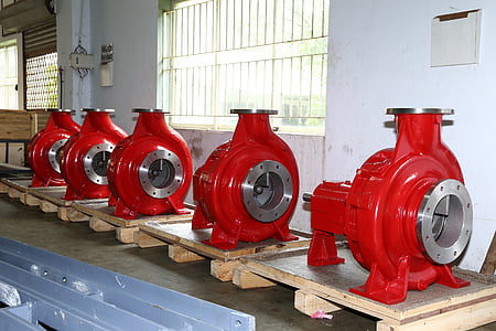 pumps, red, industrial, equipment, metal, water, power
