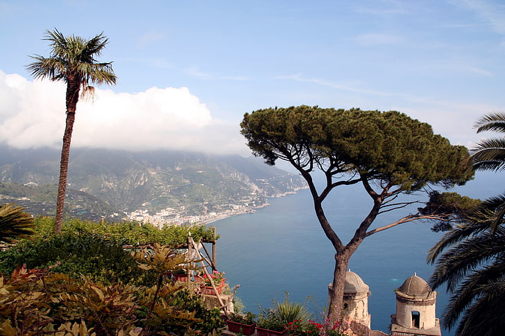 morze, krajobraz, Widok, Urwisko, Amalfi, Ravello, Wybrzeże Amalfi