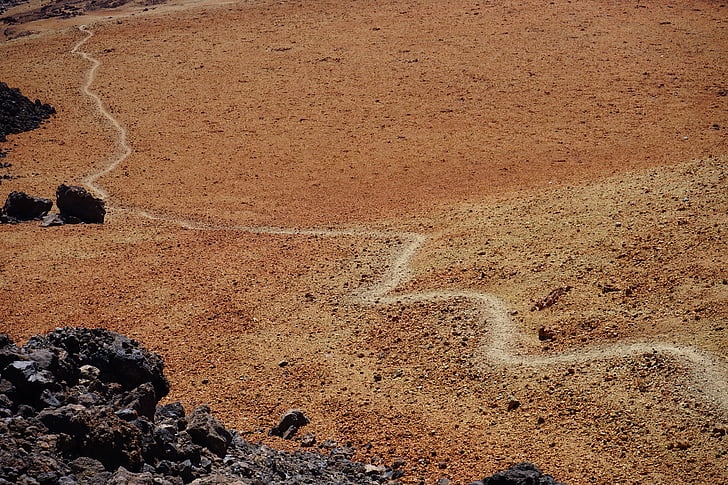 away, path, trace, sand, desert, lunar landscape, migratory path