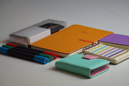 Notebook, tarjetas, diseño, publicidad, conjunto, documento, Oficina