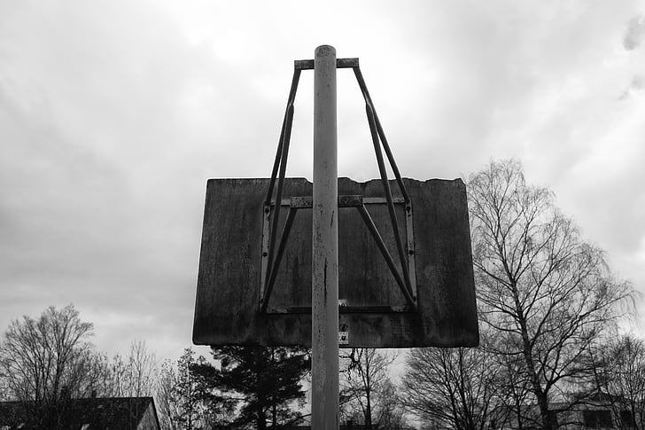 landskab, sort hvid, basketball