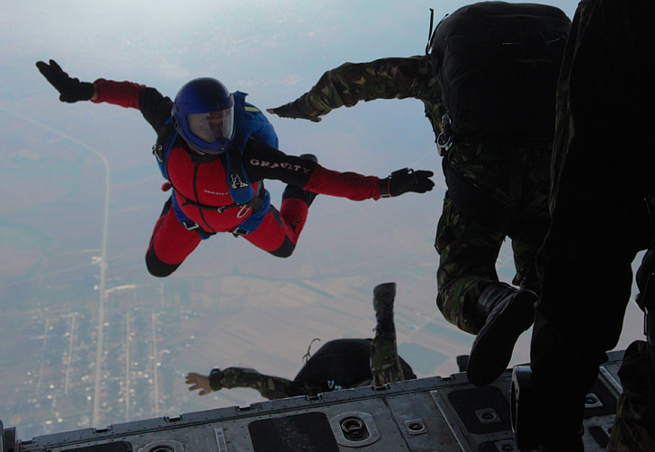 ร่มชูชีพ, นักดิ่งพสุธา, กระโดดร่ม, กระโดด, การฝึกอบรม, ทหาร, skydivers