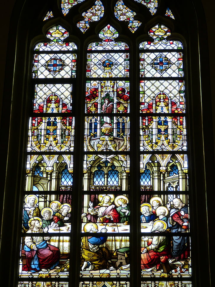 baznīca, logs, baznīcas logu, veco logu, logu vitrāžas, ticības, Bībele