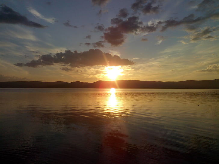 søen, glat overflade, vand, efterår, Sunset, Rusland, natur