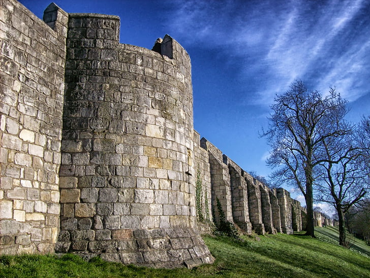 tembok kota, York, Inggris, Britania Raya, arsitektur, bersejarah, Landmark