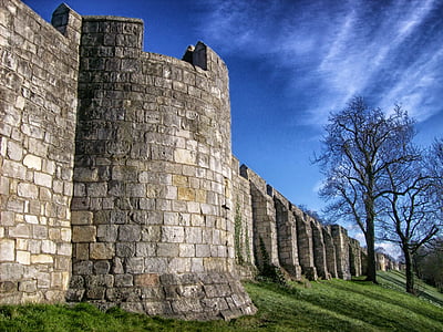 linnamüür, York, Inglismaa, Suurbritannia, arhitektuur, Ajalooline, Landmark