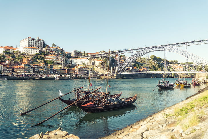Porto, Portugal, floden douro, historiska staden, Ribeira, präster, Rio