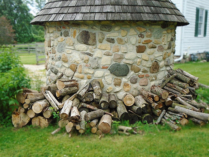 outbuilding, wood pile, firewood, shack, rural, log, countryside