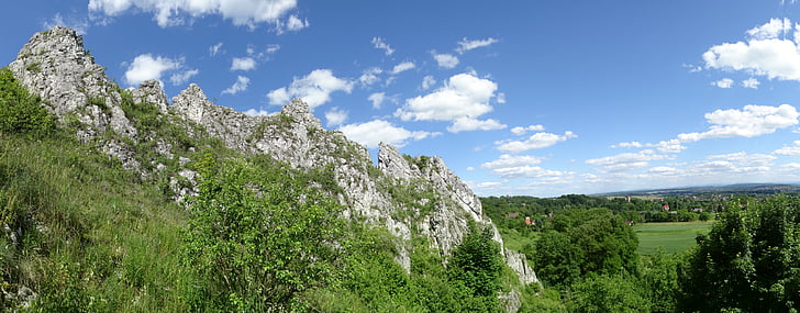 stijene, vapnenac, vrhovima, krajolik, priroda, Poljska, veliki prikaz