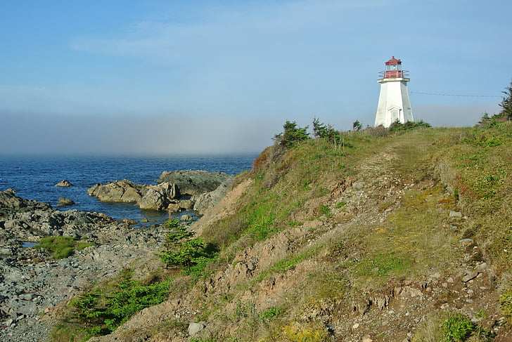 világítótorony, Cape breton szigeten, gabarus, novascotia, Kanada, óceán, Shores
