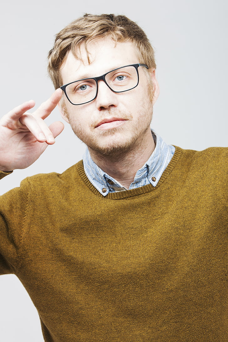 man, startup, glasses, bart, young, blond, portrait
