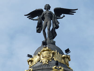 figure, statue, sculpture, bronze, girl, angel, wing