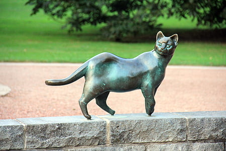 sztuka, zwierząt, Kot, Rzeźba, Park