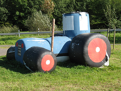 tractor, countryside field, maar