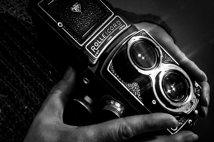 kameraet, fotografi, Vintage, utstyr, Rollei, Twin, retro