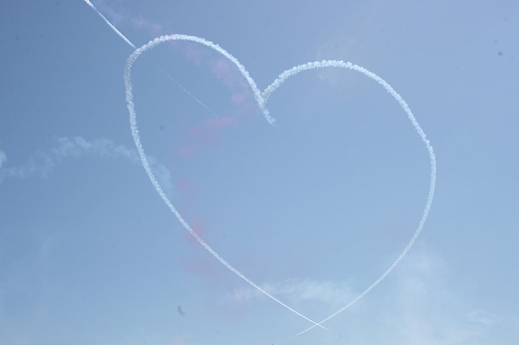 heart, sky, aircraft, air show, british plane, eastbourne