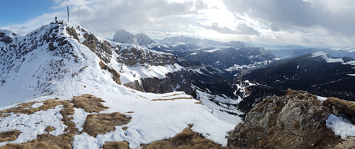 Val gardena, invierno, al aire libre, senderismo, naturaleza, cielo, Alpine