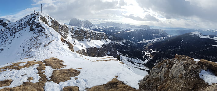 Val gardena, musim dingin, Kolam, Hiking, alam, langit, Alpine
